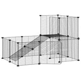 Huisdierenkooi Met Deur 20 Panelen 35X35 Cm Staal Zwart