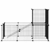 Huisdierenkooi Met Deur 20 Panelen 35X35 Cm Staal Zwart