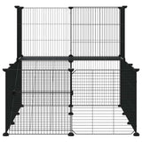 Huisdierenkooi Met Deur 20 Panelen 35X35 Cm Staal Zwart
