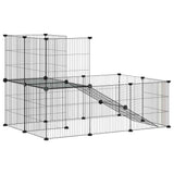 Huisdierenkooi Met Deur 20 Panelen 35X35 Cm Staal Zwart