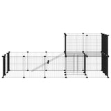 Huisdierenkooi Met Deur 36 Panelen 35X35 Cm Staal Zwart