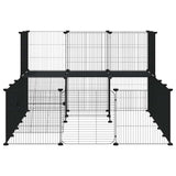 Huisdierenkooi Met Deur 36 Panelen 35X35 Cm Staal Zwart