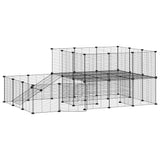 Huisdierenkooi Met Deur 44 Panelen 35X35 Cm Staal Zwart