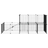 Huisdierenkooi Met Deur 44 Panelen 35X35 Cm Staal Zwart