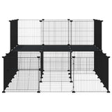 Huisdierenkooi Met Deur 44 Panelen 35X35 Cm Staal Zwart