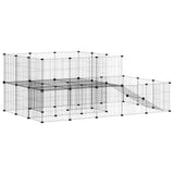 Huisdierenkooi Met Deur 44 Panelen 35X35 Cm Staal Zwart