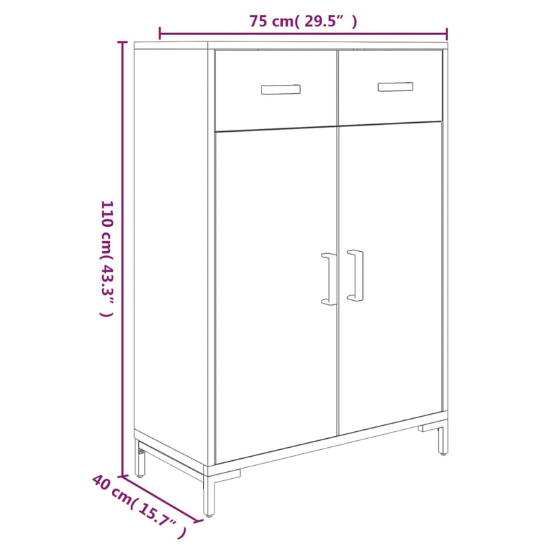 Schoenenkast 75X40X110 Cm Massief Grenenhout