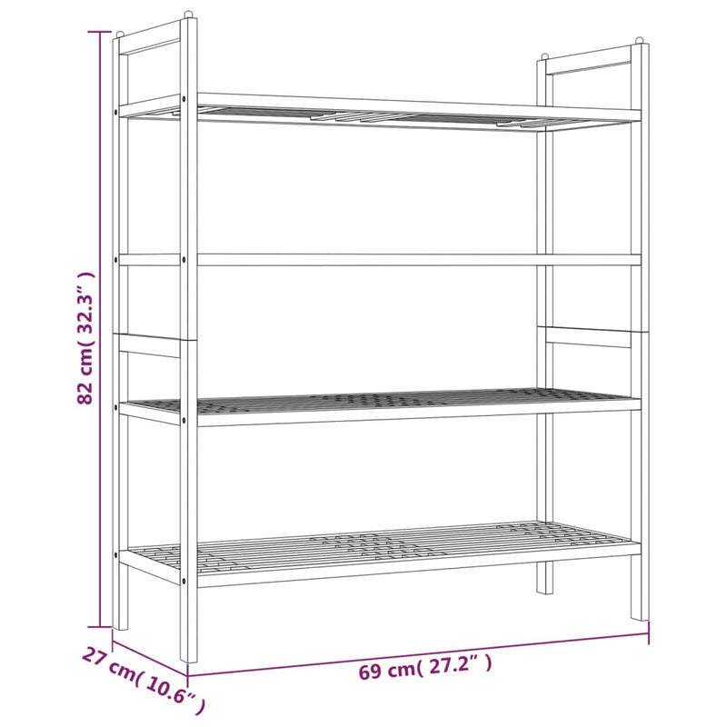 Schoenenrekken 69X27X41 Cm Massief Walnotenhout