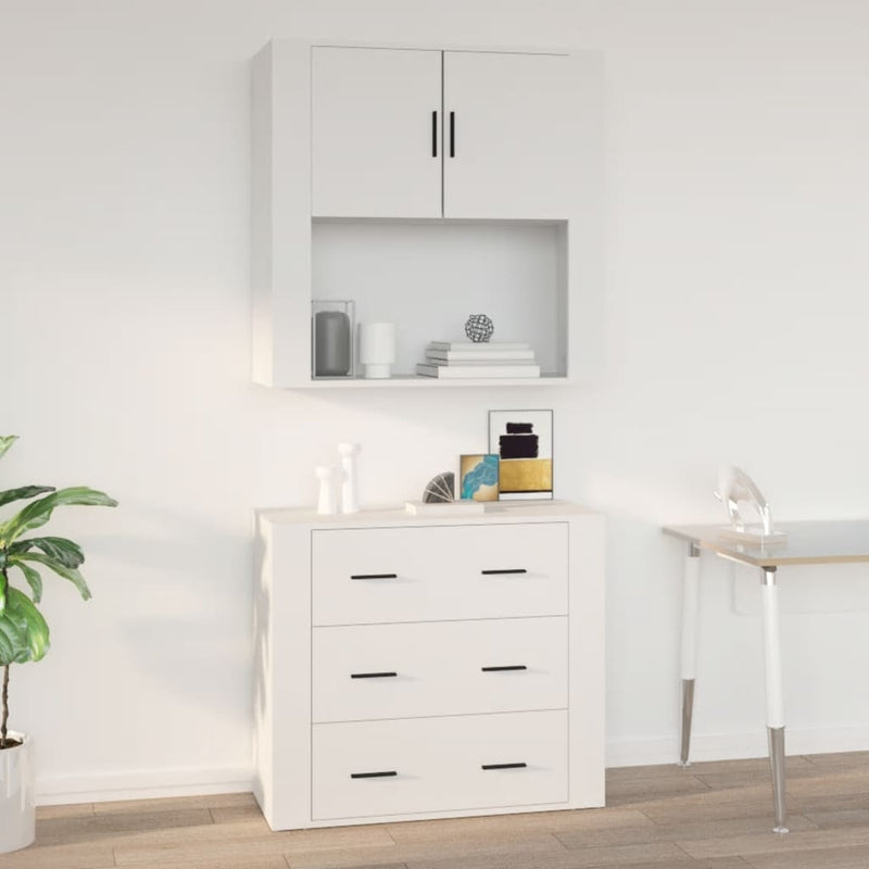 Wandkast Met Plank 80 X 33 X 80 Cm Bewerkt Hout