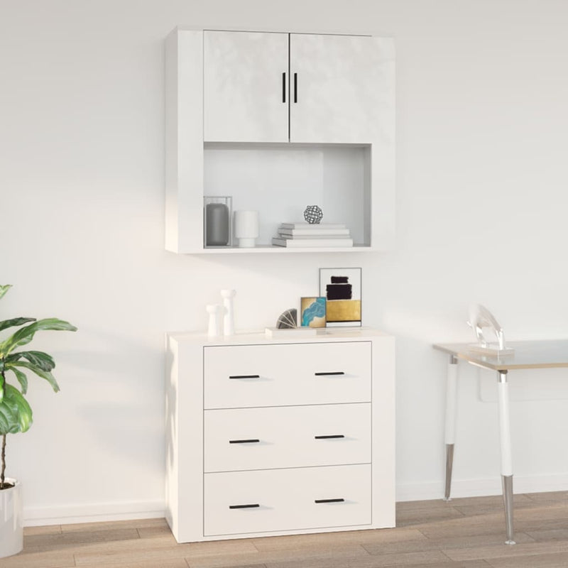 Wandkast Met Plank 80 X 33 X 80 Cm Bewerkt Hout