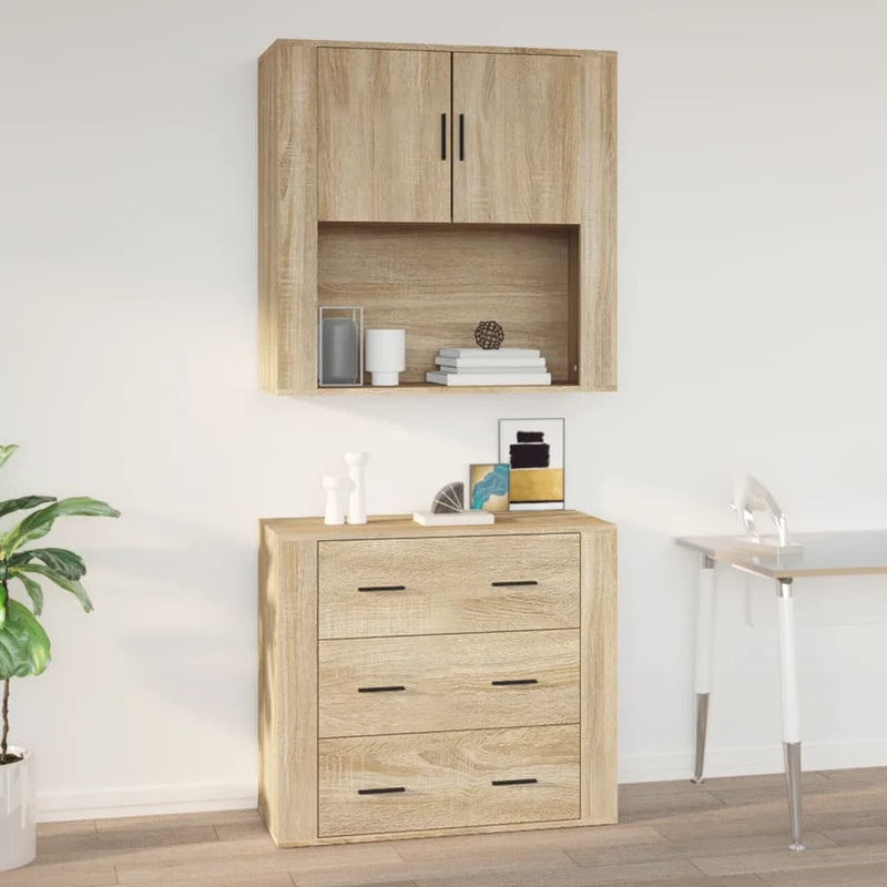 Wandkast Met Plank 80 X 33 X 80 Cm Bewerkt Hout
