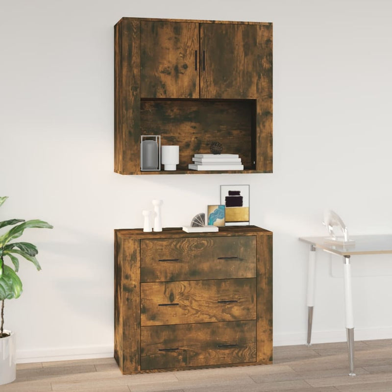 Wandkast Met Plank 80 X 33 X 80 Cm Bewerkt Hout