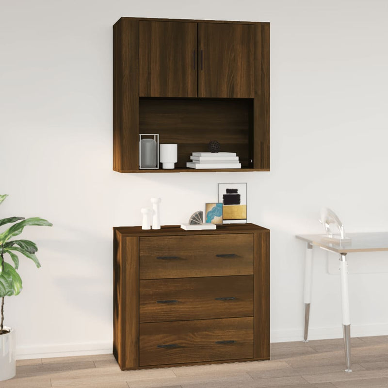 Wandkast Met Plank 80 X 33 X 80 Cm Bewerkt Hout