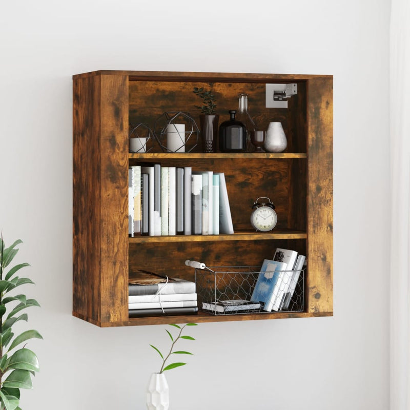 Wandkast 80X33X80 Cm Bewerkt Hout Artisanaal Eikenkleur
