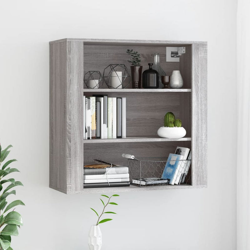 Wandkast 80X33X80 Cm Bewerkt Hout Artisanaal Eikenkleur