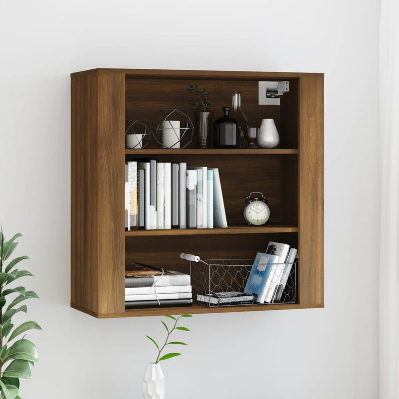 Wandkast 80X33X80 Cm Bewerkt Hout Artisanaal Eikenkleur