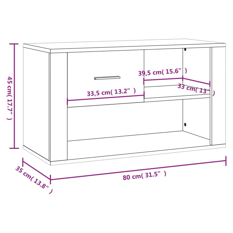 Schoenenkast 80X35X45 Cm Bewerkt Hout