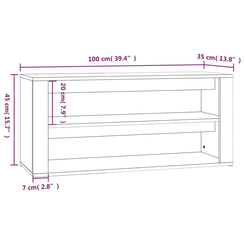 Schoenenrek 100X35X45 Cm Bewerkt Hout