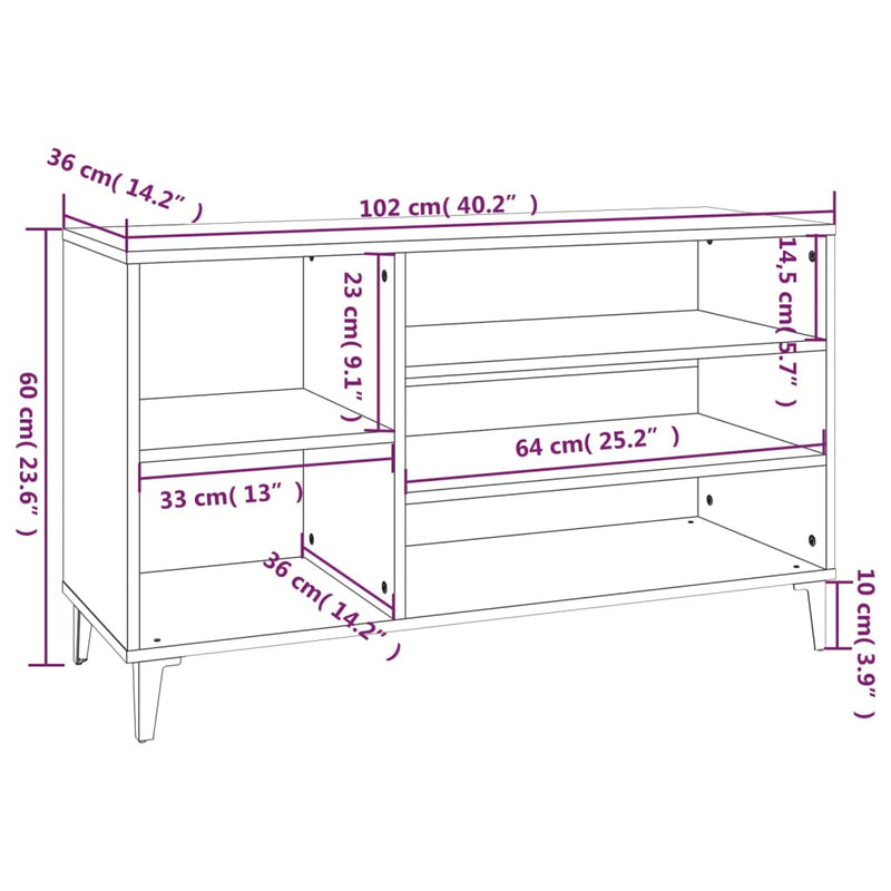 Schoenenkast 102X36X60 Cm Bewerkt Hout