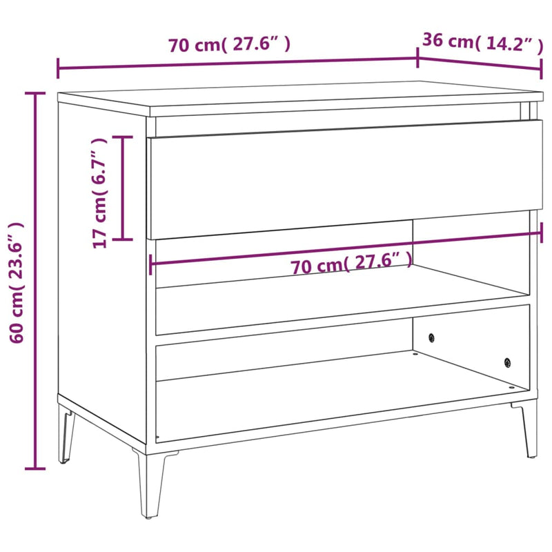 Schoenenkast 70X36X60 Cm Bewerkt Hout