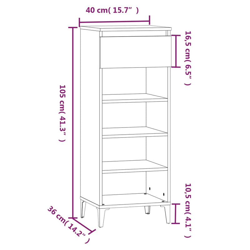 Schoenenrek 40X36X105 Cm Bewerkt Hout