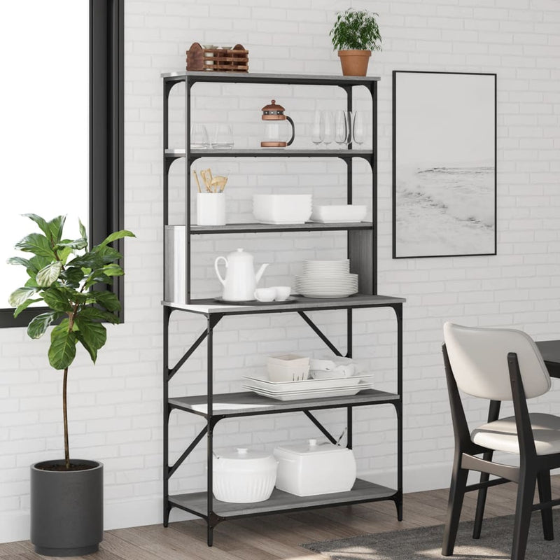 Bakkersrek 6-Laags 90X40X180 Cm Bewerkt Hout Kleur