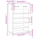 Schoenenkast 60X35X105 Cm Bewerkt Hout