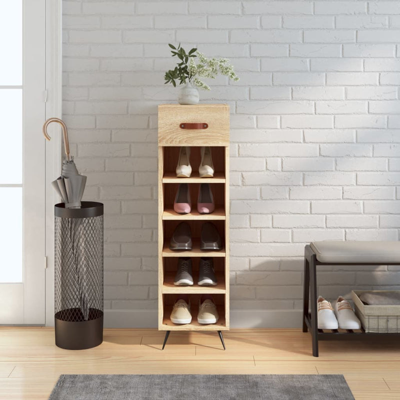 Schoenenkast 30X35X105 Cm Bewerkt Hout Eikenkleur