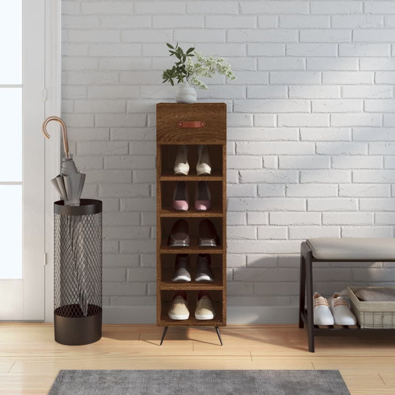Schoenenkast 30X35X105 Cm Bewerkt Hout Eikenkleur