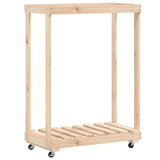 Houtblokhouder Met Wielen 76,5X40X108 Cm Massief Grenenhout