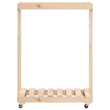 Houtblokhouder Met Wielen 76,5X40X108 Cm Massief Grenenhout