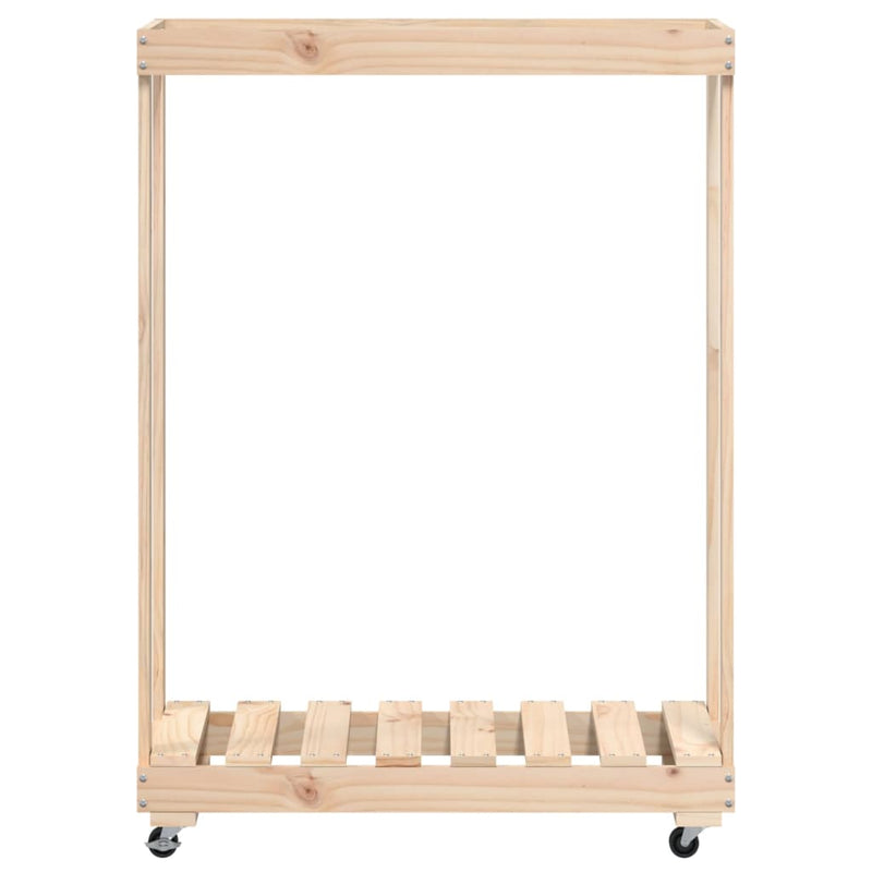 Houtblokhouder Met Wielen 76,5X40X108 Cm Massief Grenenhout