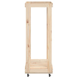Houtblokhouder Met Wielen 76,5X40X108 Cm Massief Grenenhout