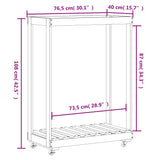 Houtblokhouder Met Wielen 76,5X40X108 Cm Massief Grenenhout