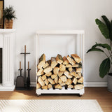 Houtblokhouder Met Wielen 76,5X40X108 Cm Massief Grenenhout