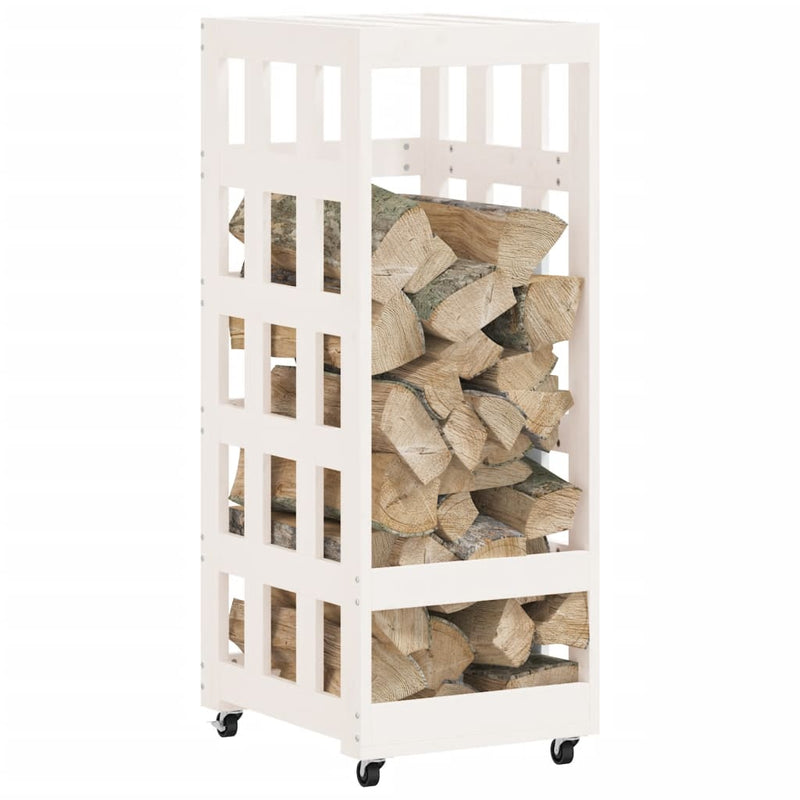 Houtblokhouder Met Wielen 40X49X110 Cm Massief Grenenhout