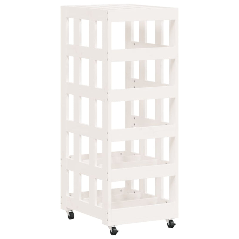 Houtblokhouder Met Wielen 40X49X110 Cm Massief Grenenhout