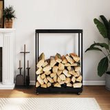 Houtblokhouder Met Wielen 76,5X40X108 Cm Massief Grenenhout