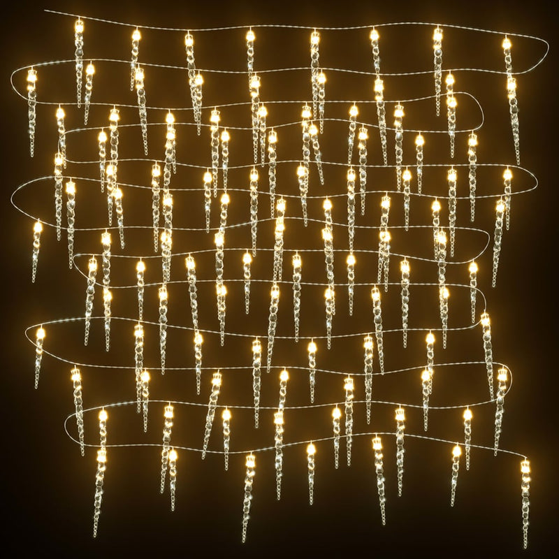 Kerst Ijspegellamp 100 Led's Warm Wit 10 M Acryl Pvc Warmwit