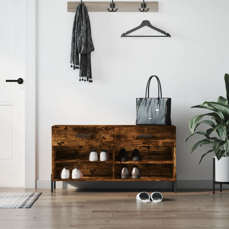Schoenenbank 102X35X55 Cm Bewerkt Hout Eikenkleur