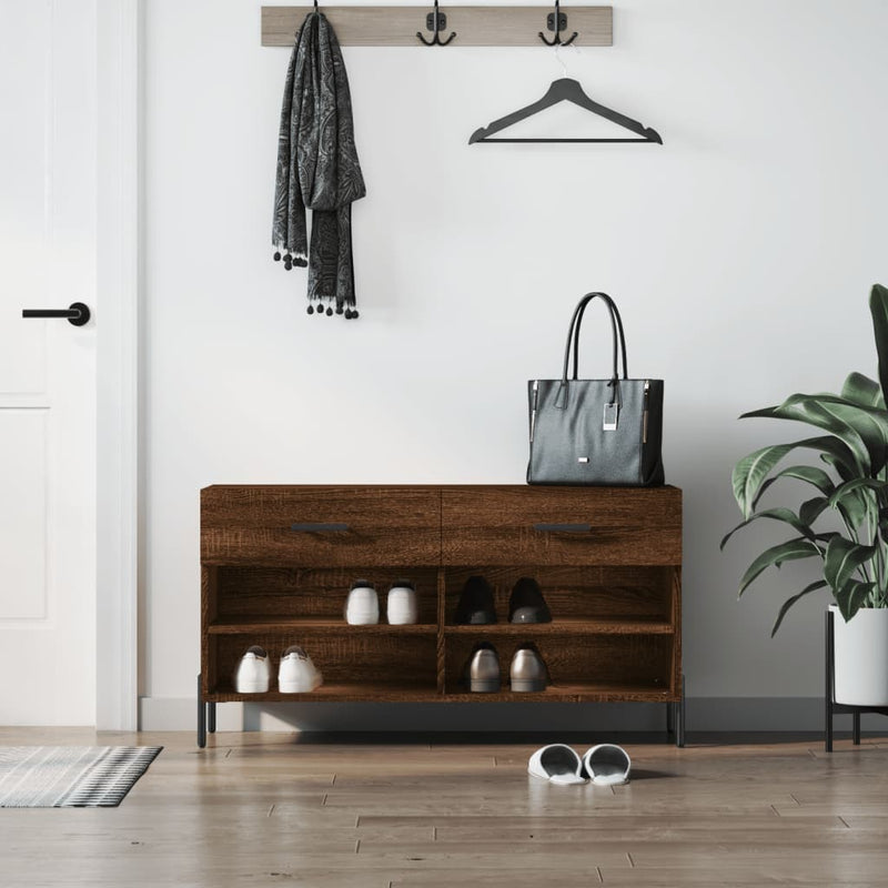 Schoenenbank 102X35X55 Cm Bewerkt Hout Eikenkleur