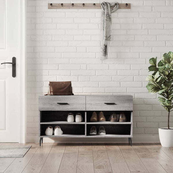 Schoenenbank 102X35X55 Cm Bewerkt Hout Eikenkleur
