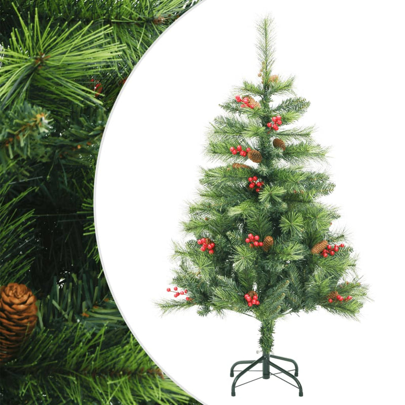 Kunstkerstboom Met Scharnieren Dennenappels En Bessen Wit