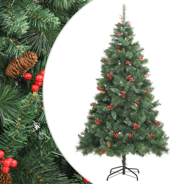 Kunstkerstboom Met Scharnieren Dennenappels En Bessen Wit