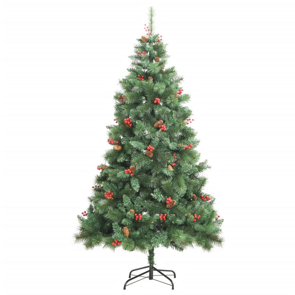 Kunstkerstboom Met Scharnieren Dennenappels En Bessen Wit