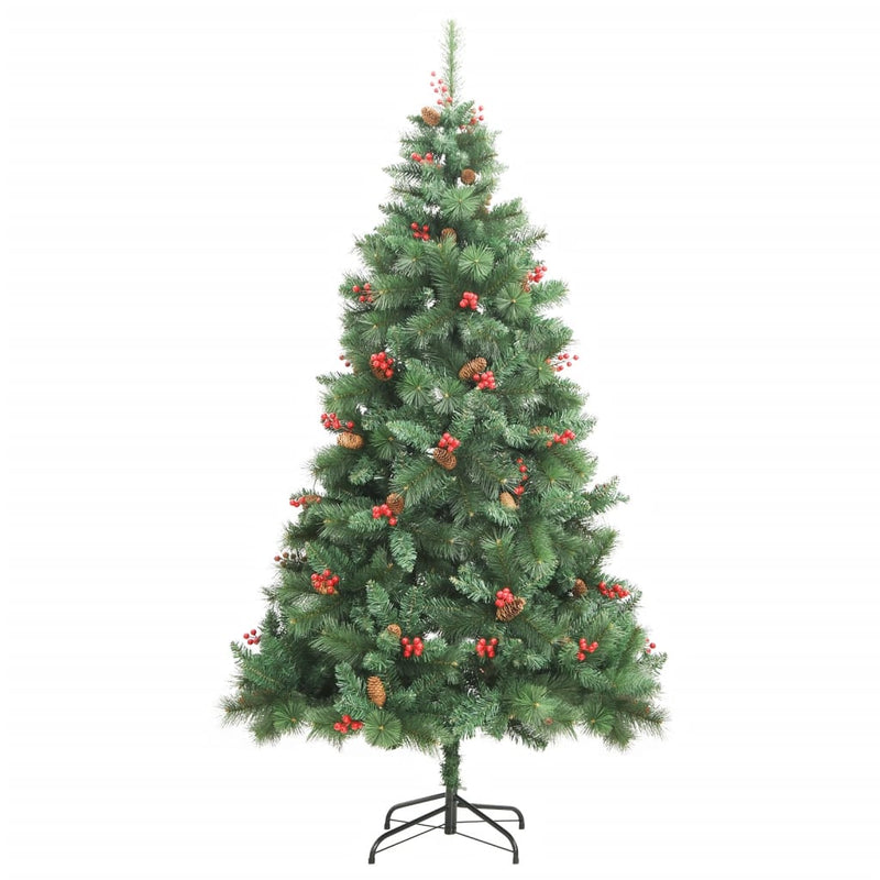 Kunstkerstboom Met Scharnieren Dennenappels En Bessen Wit