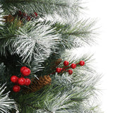 Kunstkerstboom Met Scharnieren Dennenappels En Bessen Groen