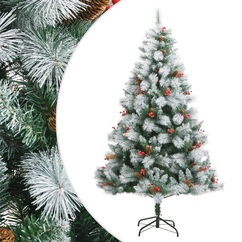 Kunstkerstboom Met Scharnieren Dennenappels En Bessen Groen