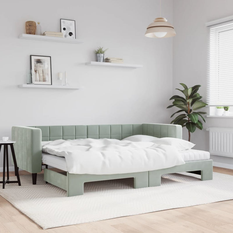 Slaapbank Onderschuifbed Matrassen 90X190Cm Fluweel