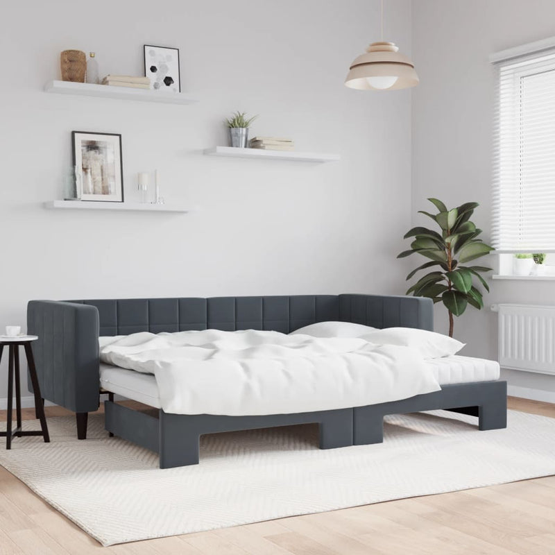 Slaapbank Onderschuifbed Matrassen 90X190Cm Fluweel